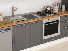 Alvinka 300X210 Cm Klasik Mebran Mutfak Dolabı M-E80S50S50-3 Mebran | Antrasit - Suntalam