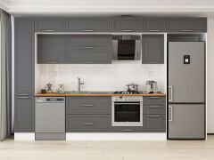 Alvinka 375X240 Cm Klasik Mebran Mutfak Dolabı Beyaz Beyaz Mbb-E90B40S45-2 Mebran | Antrasit - Suntalam