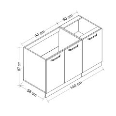 Minar 140 Cm Mutfak Dolabı Beyaz 140-B2-Alt Modül