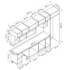 Alvinka 400X240 Cm High Gloss Mutfak Dolabı Mb-E90S60S50-3 High Gloss | Beyaz - Mdf