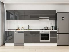 Alvinka 290X210 Cm High Gloss Mutfak Dolabı M-E80S50S40-1 High Gloss | Antrasit - Suntalam