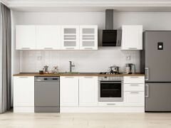 Alvinka 300X210 Cm Klasik Mebran Mutfak Dolabı M-E80S50S50-3 Mebran | Beyaz - Mdf