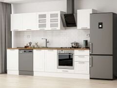 Alvinka 300X210 Cm Klasik Mebran Mutfak Dolabı M-E80S50S50-3 Mebran | Beyaz - Mdf