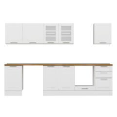 Alvinka 300X210 Cm Klasik Mebran Mutfak Dolabı M-E80S50S50-3 Mebran | Beyaz - Mdf