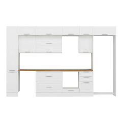 Alvinka 375X240 Cm Klasik Mebran Mutfak Dolabı Beyaz Beyaz Mbb-E90B40S45-2 Mebran | Beyaz - Mdf