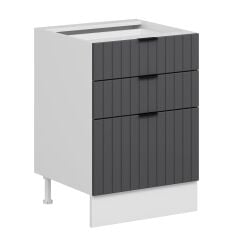 Alvinka Mutfak Modül Mbr_B Alt 3Ç1B2K Nray 60Cm Dolap Beyaz Antrasit Mdf