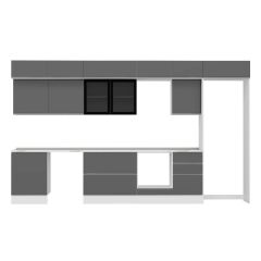 Alvinka 400X240 Cm High Gloss Mutfak Dolabı Mb-E90S60S50-3 High Gloss | Antrasit - Mdf