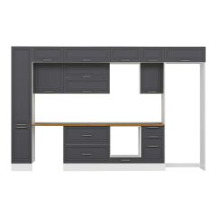 Alvinka 375X240 Cm Klasik Mebran Mutfak Dolabı Beyaz Beyaz Mbb-E90B40S45-2 Mebran | Antrasit - Mdf