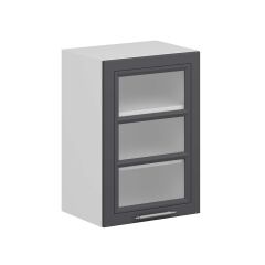 Alvinka Mutfak Modül Mbr_C Üst 1Dk2R 50-H72Cm Dolap Cam Beyaz Antrasit Mdf