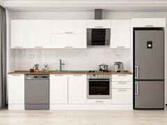 Alvinka 370X222 Cm Klasik Mebran Mutfak Dolabı Mb-E80S40S50-2 Mebran | Beyaz - Mdf