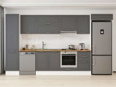 Alvinka 390X222 Cm Klasik Mebran Mutfak Dolabı Mbb-E90B50S50-1 Mebran | Antrasit - Suntalam