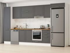 Alvinka 390X222 Cm Klasik Mebran Mutfak Dolabı Mbb-E90B50S50-1 Mebran | Antrasit - Suntalam