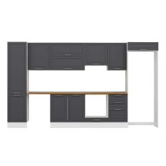 Alvinka 390X222 Cm Klasik Mebran Mutfak Dolabı Mbb-E90B50S50-1 Mebran | Antrasit - Suntalam