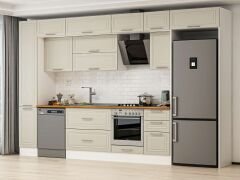 Alvinka 375X240 Cm Klasik Mebran Mutfak Dolabı Beyaz Beyaz Mbb-E90B40S45-2 Mebran | Kumtaşı - Mdf