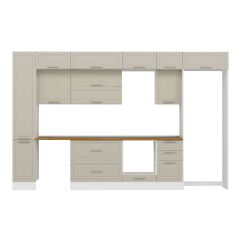 Alvinka 375X240 Cm Klasik Mebran Mutfak Dolabı Beyaz Beyaz Mbb-E90B40S45-2 Mebran | Kumtaşı - Mdf