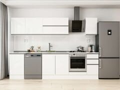 Alvinka 290X210 Cm High Gloss Mutfak Dolabı M-E80S50S40-2 High Gloss | Beyaz - Mdf