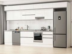 Alvinka 410X240 Cm High Gloss Mutfak Dolabı Mb-E90S60S60-1 High Gloss | Beyaz - Mdf