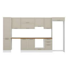 Alvinka 390X222 Cm Klasik Mebran Mutfak Dolabı Mbb-E90B50S50-1 Mebran | Kumtaşı - Suntalam