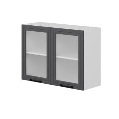 Alvinka Mutfak Modül Mbr_A Üst 2Dk1R 100-H72Cm Dolap Cam Beyaz Antrasit