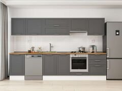 Alvinka 310X210 Cm Klasik Mebran Mutfak Dolabı M-E80S50S60-1 Mebran | Antrasit - Suntalam