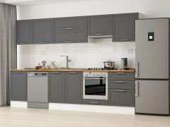 Alvinka 310X210 Cm Klasik Mebran Mutfak Dolabı M-E80S50S60-1 Mebran | Antrasit - Suntalam