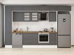 Alvinka 375X240 Cm Klasik Mebran Mutfak Dolabı Beyaz Beyaz Mbb-E90B40S45-3 Mebran | Antrasit - Suntalam