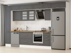 Alvinka 375X240 Cm Klasik Mebran Mutfak Dolabı Beyaz Beyaz Mbb-E90B40S45-3 Mebran | Antrasit - Suntalam