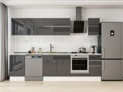 Alvinka 290X210 Cm High Gloss Mutfak Dolabı M-E80S50S40-2 High Gloss | Antrasit - Mdf