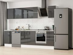 Alvinka 290X210 Cm High Gloss Mutfak Dolabı M-E80S50S40-2 High Gloss | Antrasit - Mdf