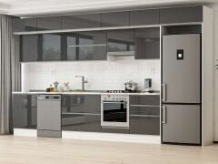 Alvinka 410X240 Cm High Gloss Mutfak Dolabı Mb-E90S60S60-1 High Gloss | Antrasit - Mdf