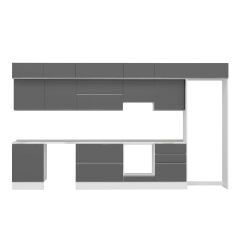 Alvinka 410X240 Cm High Gloss Mutfak Dolabı Mb-E90S60S60-1 High Gloss | Antrasit - Mdf