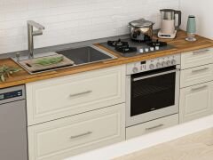 Alvinka 375X240 Cm Klasik Mebran Mutfak Dolabı Beyaz Beyaz Mbb-E90B40S45-3 Mebran | Kumtaşı - Suntalam