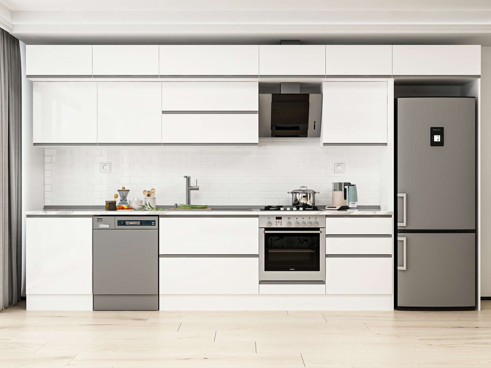 igh Gloss Mutfak Dolabı Mb-E90S60S60-2 High Gloss | Beyaz - Suntalam