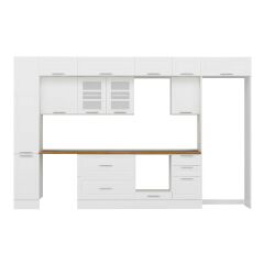 Alvinka 375X240 Cm Klasik Mebran Mutfak Dolabı Beyaz Beyaz Mbb-E90B40S45-3 Mebran | Beyaz - Mdf