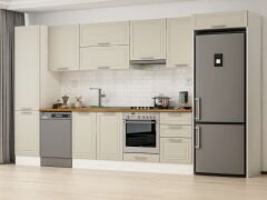 Alvinka 390X222 Cm Klasik Mebran Mutfak Dolabı Mbb-E90B50S50-1 Mebran | Kumtaşı - Mdf