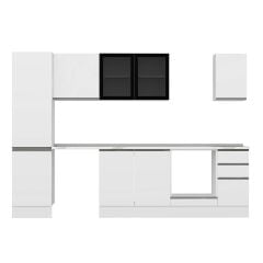 Alvinka 290X210 Cm High Gloss Mutfak Dolabı M-E80S50S40-3 High Gloss | Beyaz - Mdf