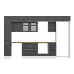 Alvinka 375X240 Cm Klasik Mebran Mutfak Dolabı Beyaz Beyaz Mbb-E90B40S45-3 Mebran | Antrasit - Mdf