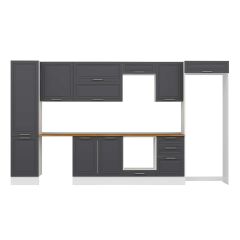 Alvinka 390X222 Cm Klasik Mebran Mutfak Dolabı Mbb-E90B50S50-2 Mebran | Antrasit - Suntalam