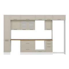 Alvinka 375X240 Cm Klasik Mebran Mutfak Dolabı Beyaz Beyaz Mbb-E90B40S45-3 Mebran | Kumtaşı - Mdf