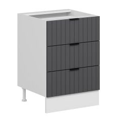 Alvinka Mutfak Modül Mbr_B Alt 3Ç Nray 60Cm Dolap Beyaz Antrasit Mdf