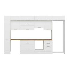 Alvinka 380X240 Cm Klasik Mebran Mutfak Dolabı Beyaz Beyaz Mbb-E90B40S50-1 Mebran | Beyaz - Suntalam