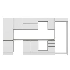 Alvinka 380X222 Cm High Gloss Mutfak Dolabı Mbb-E80B60S40-2 High Gloss | Beyaz - Suntalam