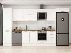 Alvinka 390X222 Cm Klasik Mebran Mutfak Dolabı Mbb-E90B50S50-2 Mebran | Beyaz - Mdf