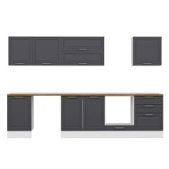 Alvinka 310X210 Cm Klasik Mebran Mutfak Dolabı M-E80S50S60-2 Mebran | Antrasit - Suntalam