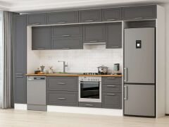 Alvinka 380X240 Cm Klasik Mebran Mutfak Dolabı Beyaz Beyaz Mbb-E90B40S50-1 Mebran | Antrasit - Suntalam