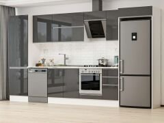 Alvinka 380X222 Cm High Gloss Mutfak Dolabı Mbb-E80B60S40-2 High Gloss | Antrasit - Suntalam