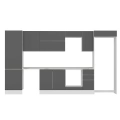 Alvinka 380X222 Cm High Gloss Mutfak Dolabı Mbb-E80B60S40-2 High Gloss | Antrasit - Suntalam