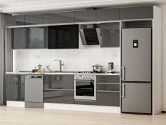 Alvinka 410X240 Cm High Gloss Mutfak Dolabı Mb-E90S60S60-3 High Gloss | Antrasit - Suntalam