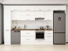 Alvinka 380X240 Cm Klasik Mebran Mutfak Dolabı Beyaz Beyaz Mbb-E90B40S50-1 Mebran | Beyaz - Mdf