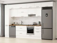 Alvinka 380X240 Cm Klasik Mebran Mutfak Dolabı Beyaz Beyaz Mbb-E90B40S50-1 Mebran | Beyaz - Mdf